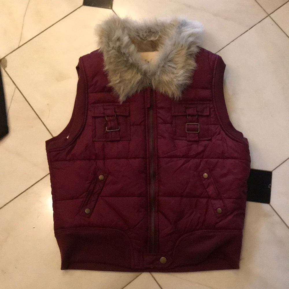 Burgundy quilted vest
